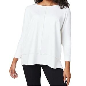 Spanx Perfect Length Dolman 3/4 Sleeve Sweatshirt Top, White - Womens Size 3X
